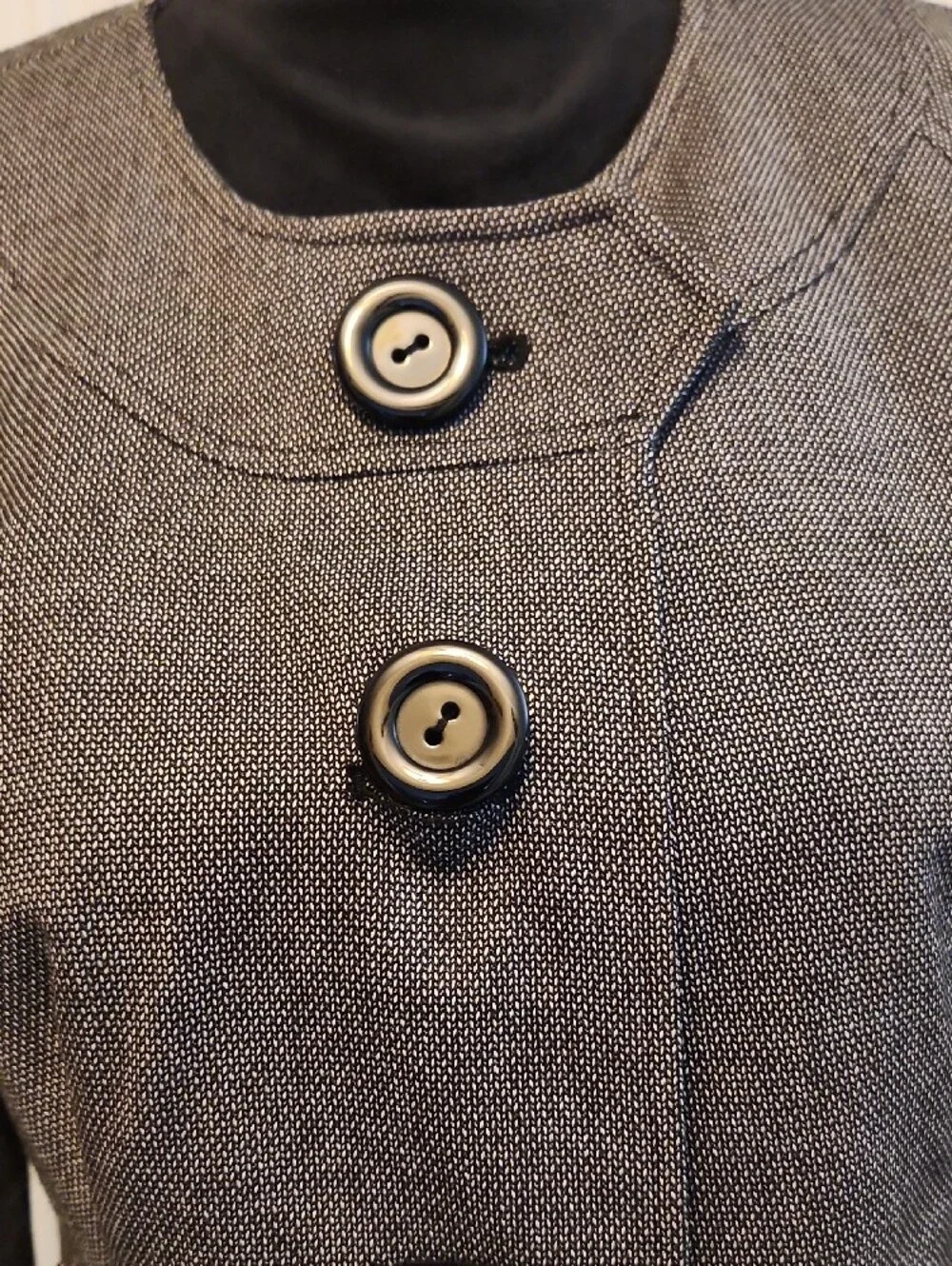 Women's Gray Herringbone Cropped Blazer Jacket